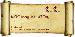 Kálnay Kilény névjegykártya